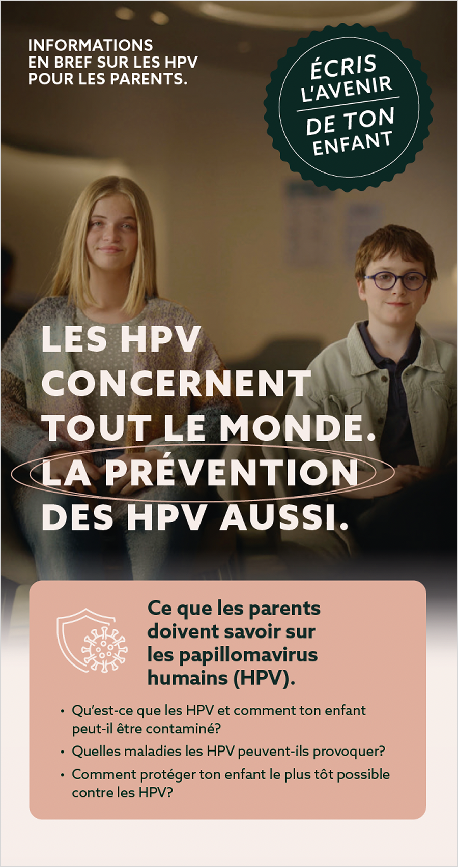 Brochure pour les parents sur la vaccination contre les HPV
